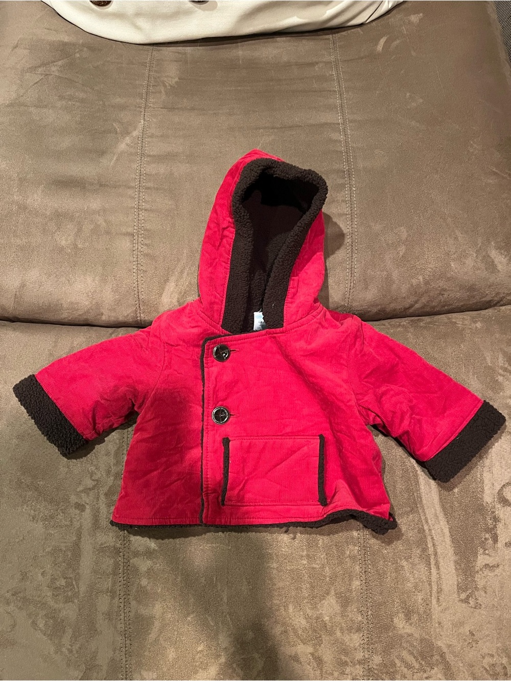 Gymboree Red Hooded Jacket with Brown Trim
